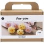 Mini DIY Kit Pompom, gemengde kleuren, Kippen