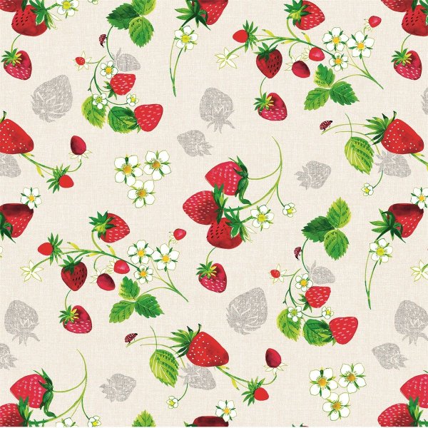 Dekzeil PVC Aardbeien/Bloemen