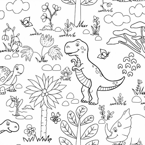 Wasdoek PVC Griffel dino - Wit