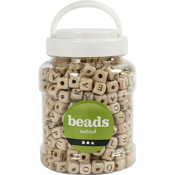 Letterkralen - Hout - 9x9 mm - ca. 400 st Letterkralen - Hout - 9x9 mm - ca. 400 st