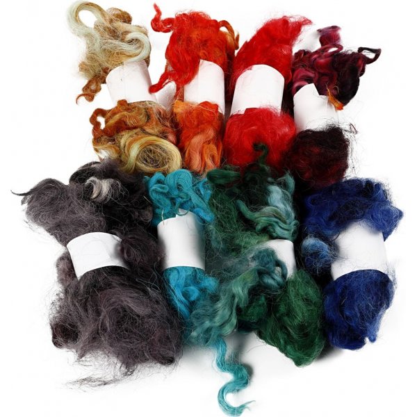 Krullende wol - gemengde kleuren - 8 x 20 g