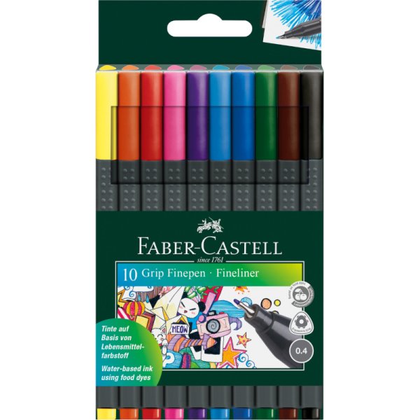 Vezelpennenset - Faber-Castell - Grip Finepen - 10 kleuren