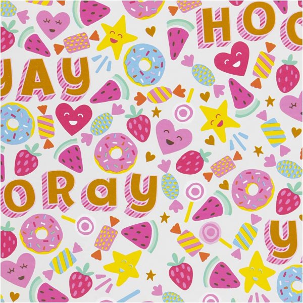 Cadeauverpakking - lichtturkoois - Snoep - fruit en donuts - 100 m Cadeauverpakking - lichtturkoois - Snoep - fruit en donuts - 100 m