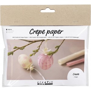 Mini DIY Kit Crępepapier, lichtroze, lichtgeel, Eieren Mini DIY Kit Crępepapier, lichtroze, lichtgeel, Eieren