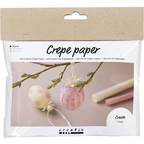 Mini DIY Kit Crpepapier, lichtroze, lichtgeel, Eieren