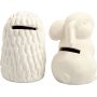 Spaardier - wit - egel en haas - 2 st