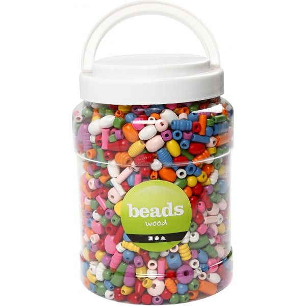 Houten kralen - medium - gemengde kleuren en maten - 2 l Houten kralen - medium - gemengde kleuren en maten - 2 l