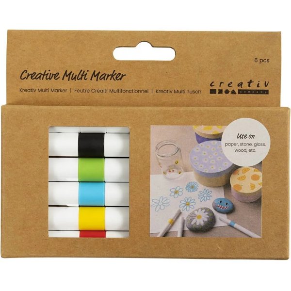 Kreativ Multi Marker, gemengde kleuren, punt 4 mm, 6 st