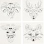 Canvas met print - wit - dieren - 4 st