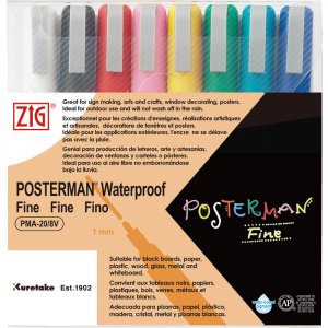 ZIG Posterman Fine markeerstiftenset met 8 kleuren ZIG Posterman Fine markeerstiftenset met 8 kleuren