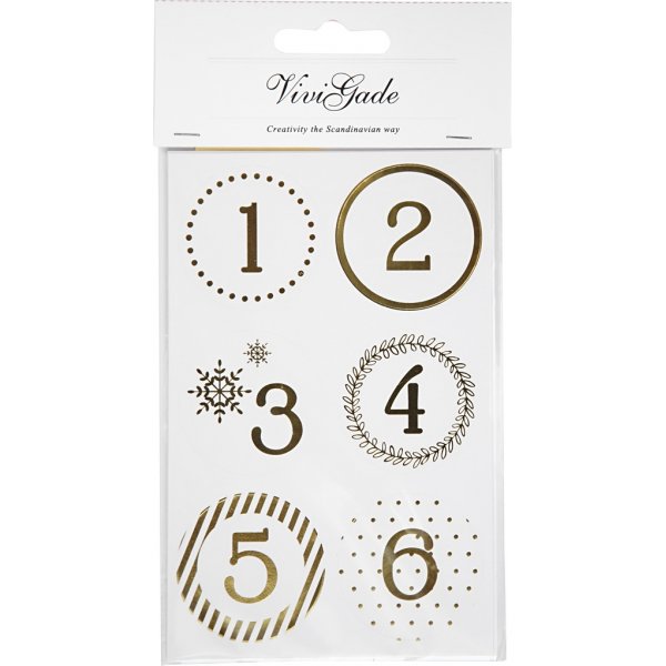 Kalendernummers - goud - wit - 4 vellen Kalendernummers - goud - wit - 4 vellen