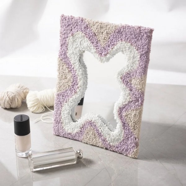 DIY Kit Punch Needle, pastelkleuren, Spiegel DIY Kit Punch Needle, pastelkleuren, Spiegel