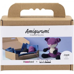 DIY amigurumi vos zwart en paars - 1 stuk. DIY amigurumi vos zwart en paars - 1 stuk.