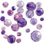 Harmony kunststof facetkralen - gemengd - paars - 45 gr