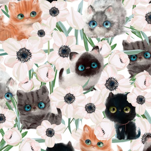 Patroon Tricot 150 cm - Kleine Kat wit