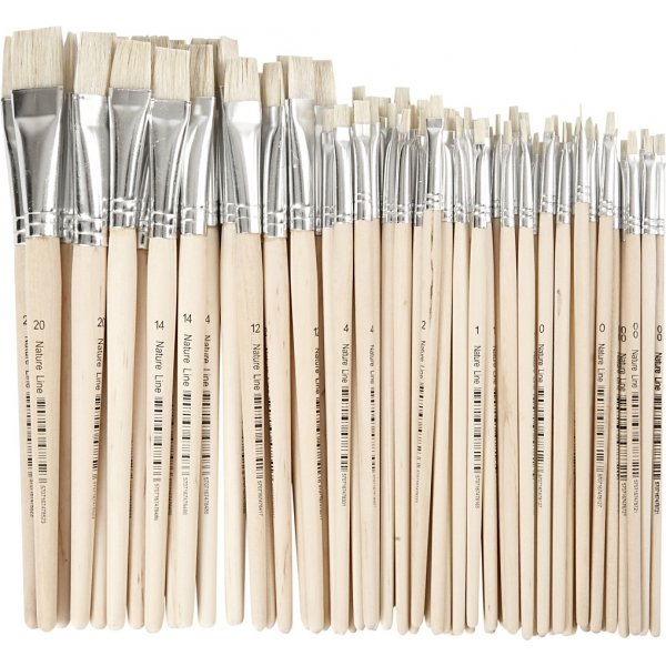 Natur Line Penselen - nr. 00+0+1+2+4+12+14+20 - bord - 68 stuks Natur Line Penselen - nr. 00+0+1+2+4+12+14+20 - bord - 68 stuks