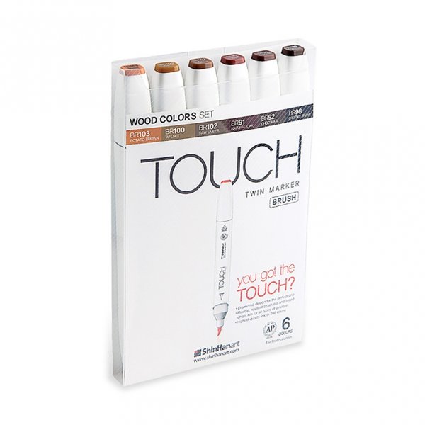 Touch Twin Brush Marker 6st - Houtkleuren