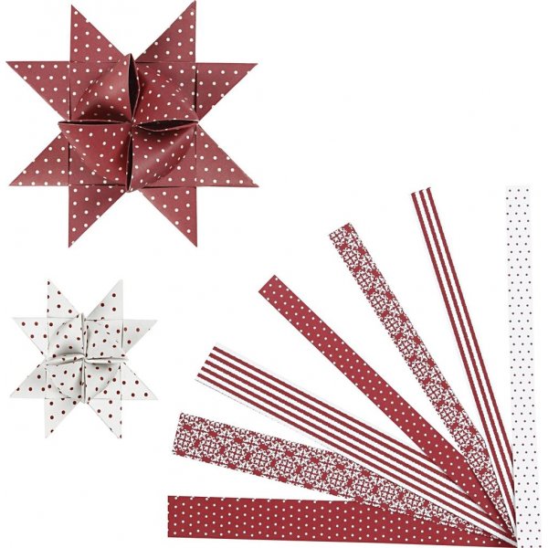Sterstroken - rood - wit - 6,5+11,5 cm - 60 stroken