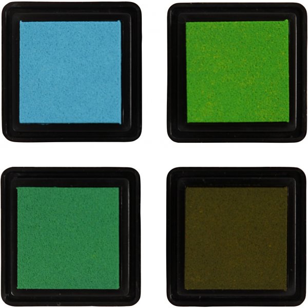 Stempelkussen - groen - lichtgroen - olijfgroen - aqua - 4 st Stempelkussen - groen - lichtgroen - olijfgroen - aqua - 4 st