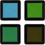 Stempelkussen - groen - lichtgroen - olijfgroen - aqua - 4 st