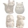 Spaardier - wit - uil - vos - egel - haas - 4 st