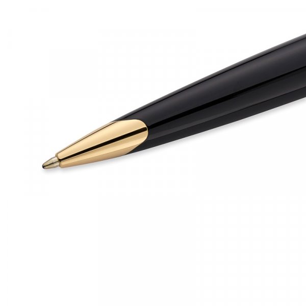 Balpen Waterman Carne Deluxe Zwart - Gouden Rand - M Blauw