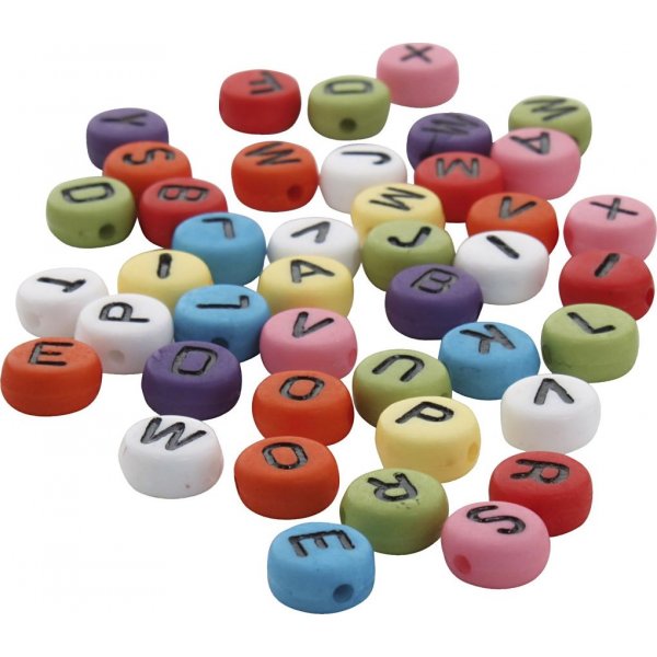 Ronde letterkralen - gemengde kleuren - 25 gr
