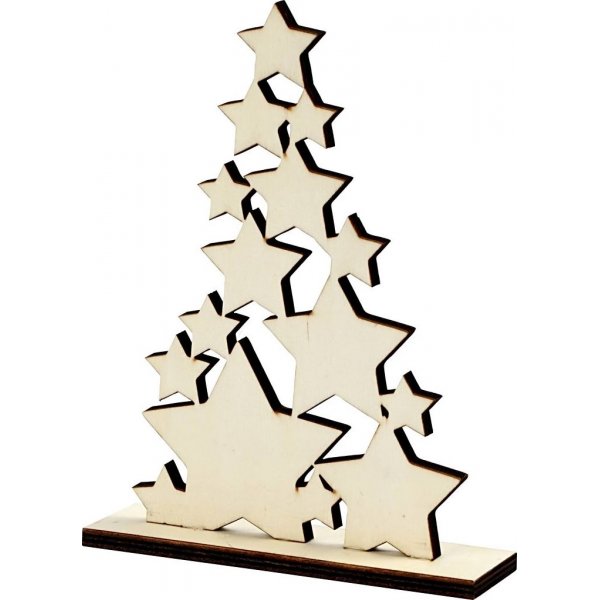 Kerstboom met sterren - 14,7 x 19,6 cm