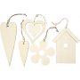 Houten decoraties 5 verschillende designs - 100 st