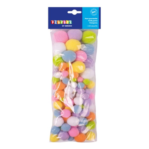 Pompon pastelkleuren 100 st