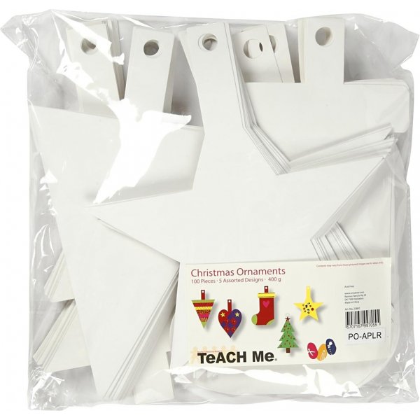 Kartonnen figuren - Kerstversiering - wit - 5 x 20 st Kartonnen figuren - Kerstversiering - wit - 5 x 20 st