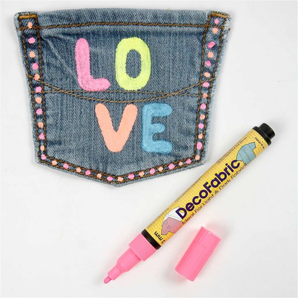 Deco textielstiften - 3 mm - neonkleuren - 6 st