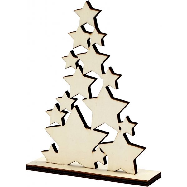 Kerstboom met sterren - 14,7 x 19,6 cm