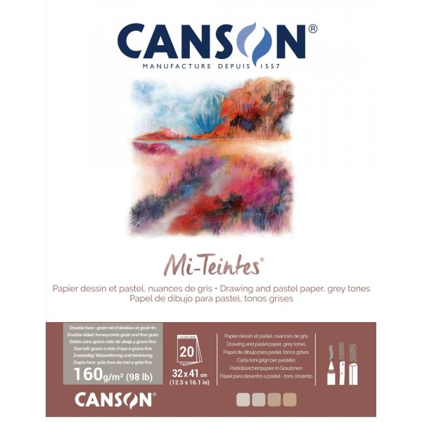 Canson Mi-Teintes Pastelpapier Gris 160g - 32x41 cm