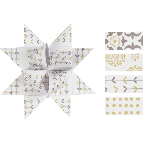 Sterstroken - goud - wit - 6,5+11,5 cm, 48 stroken