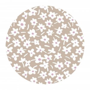 Kant-en-klare tafelzeil Happy Days mocassin rond 160 cm Kant-en-klare tafelzeil Happy Days mocassin rond 160 cm