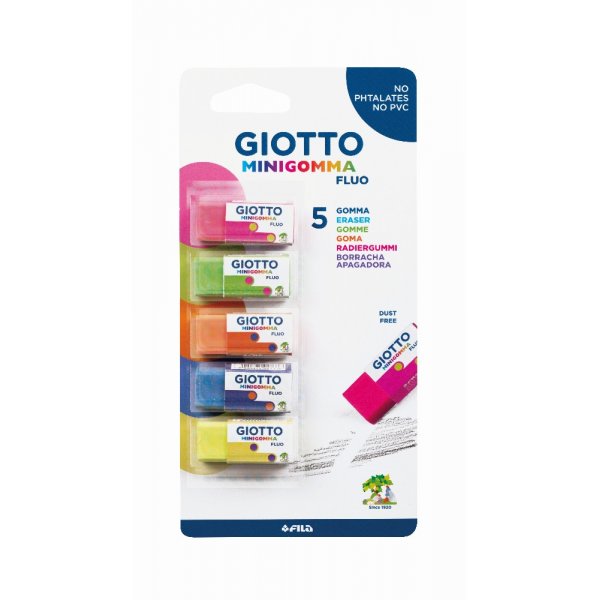 Gum Giotto Mini Gomma Fluorescerend - 5-pack