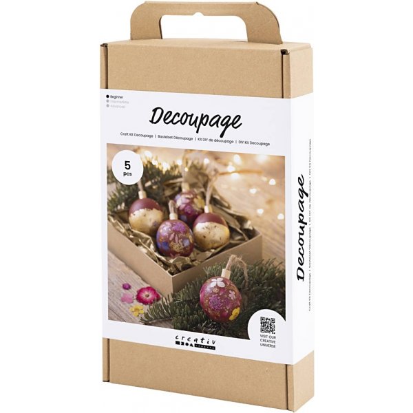 DIY Kit Decoupage - Kerstrood - Droogbloemen