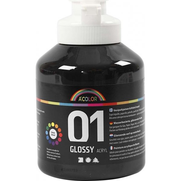 Schoolverf - Acryl - zwart - glanzend - 500 ml