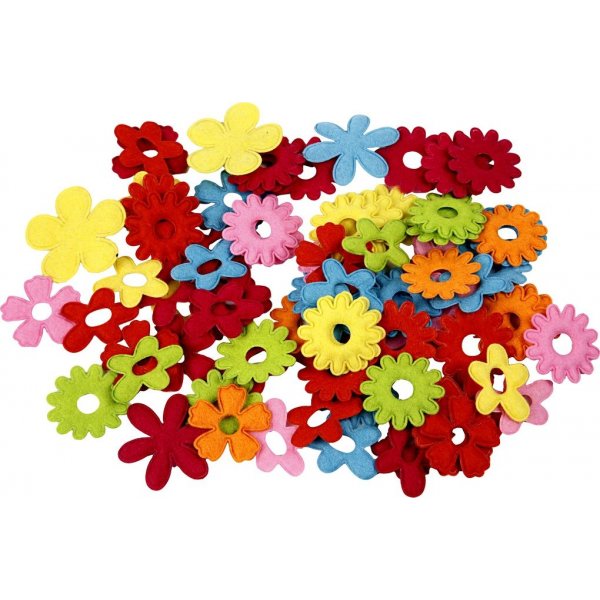 Vilten bloemen - 135 st