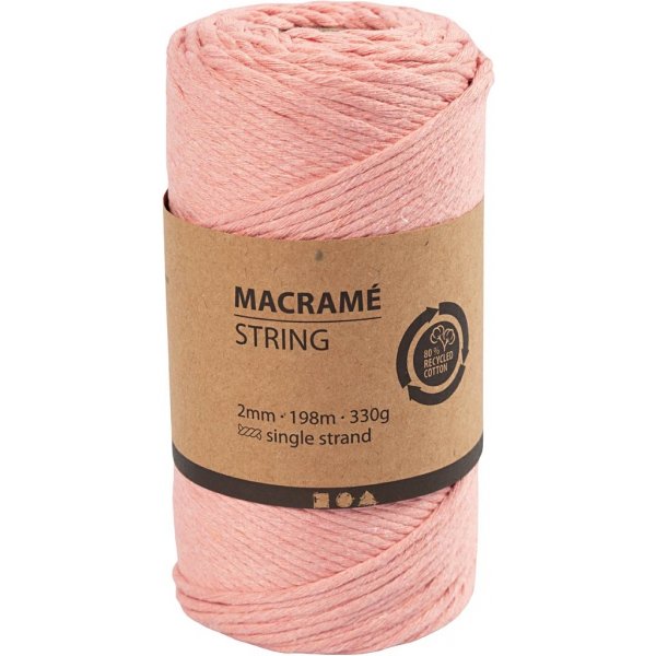 Macramgaren - roze - 2 mm - 198 m