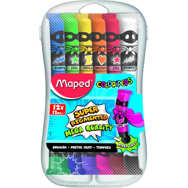 Gouache kleurentubes - Maped - 12-pack felle kleuren