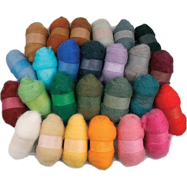 Gekaarde Wol - gemengde kleuren - 26 x 25 gr