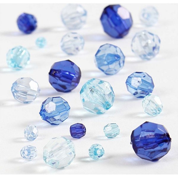 Harmony kunststof facetkralen - gemengd - blauwe harmonie - 45 gr