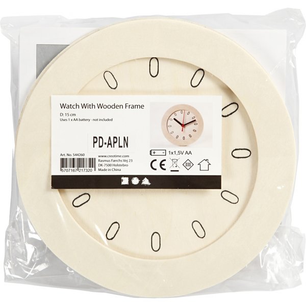 Klok met houten frame - Ø15 cm Klok met houten frame - Ø15 cm