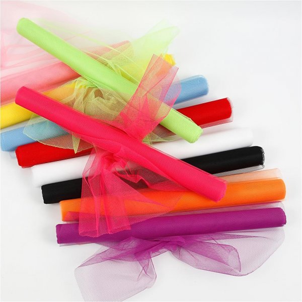 Tule - gemengde kleuren - 10 x 5 m Tule - gemengde kleuren - 10 x 5 m