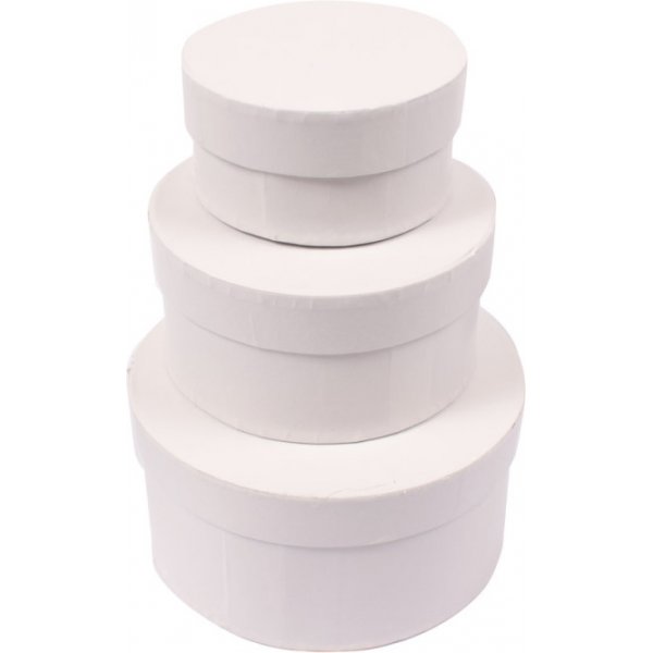 Papieren doos, rond, 12x6, 10x5, 8x4, 3 st
