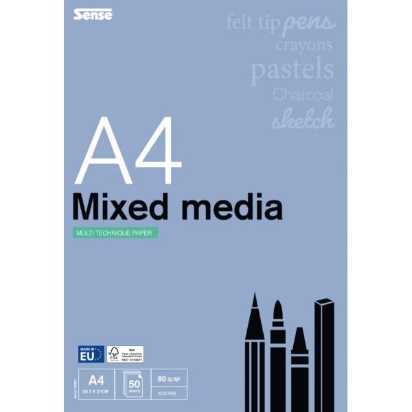 Blok Multiteknik A4, 80 gsm, 50 vellen