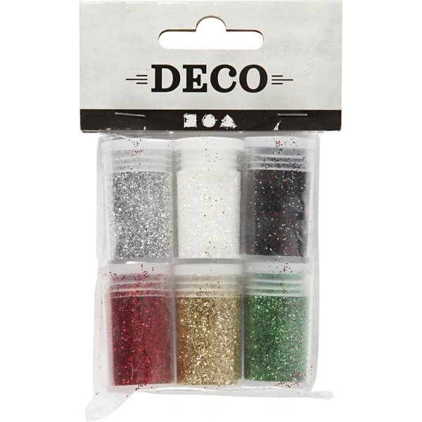 Glitter - gemengde kleuren - 6 x 5 gr Glitter - gemengde kleuren - 6 x 5 gr