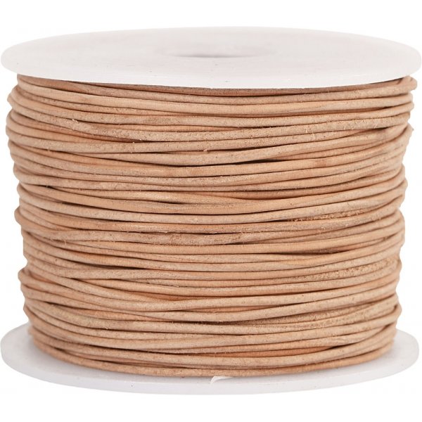 Leren koord - beige - 1 mm - 50 m Leren koord - beige - 1 mm - 50 m